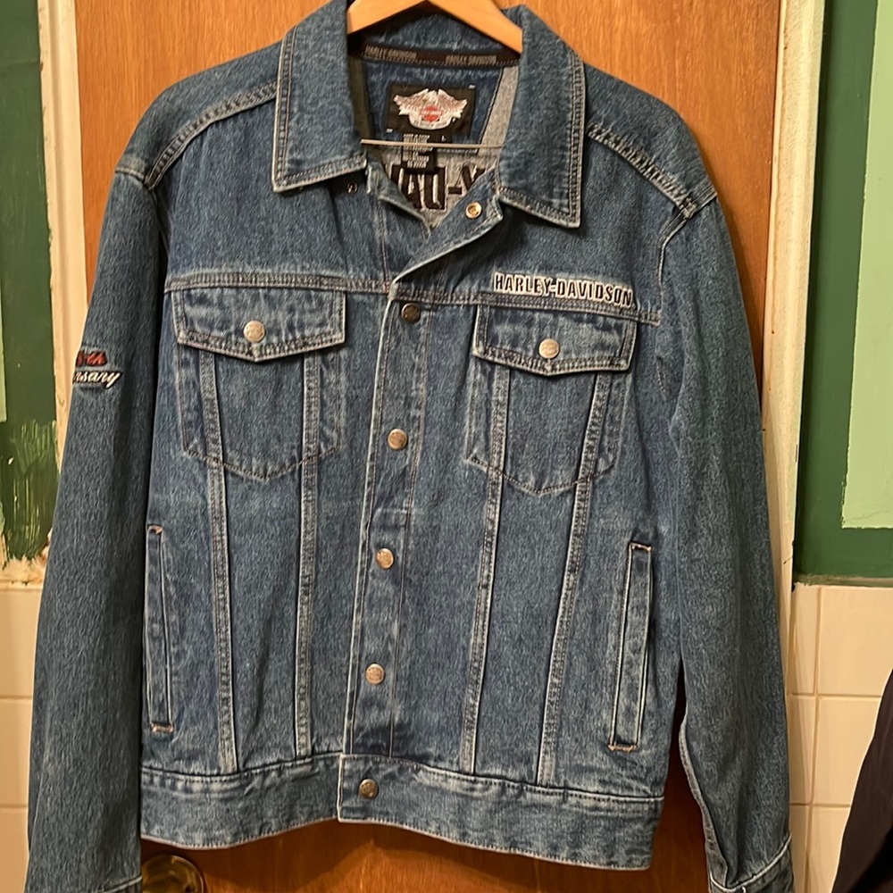 HARLEY DAVIDSON 105 YEARS ANNIVERSARY DENIM JACKET LARGE EXCELLENT CONDITION